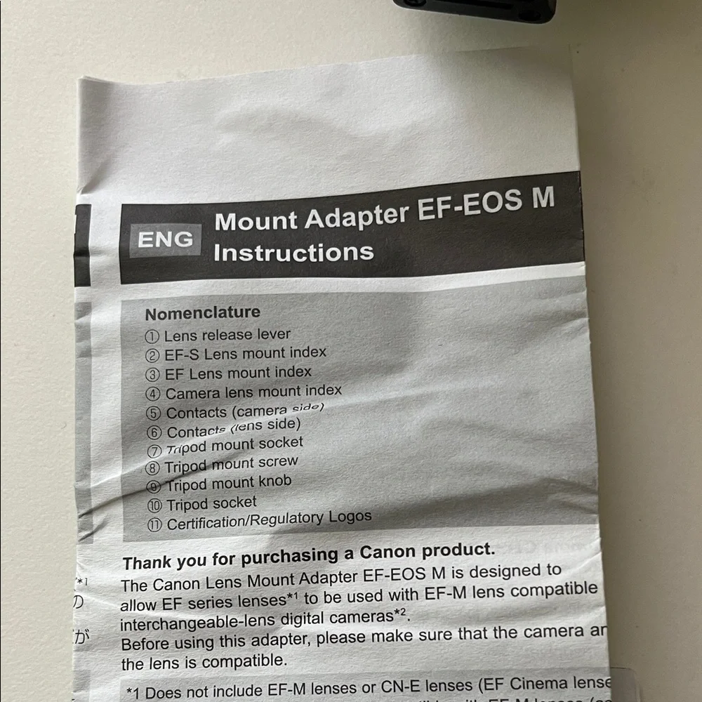 Canon EF-EOS M Mount Adapter